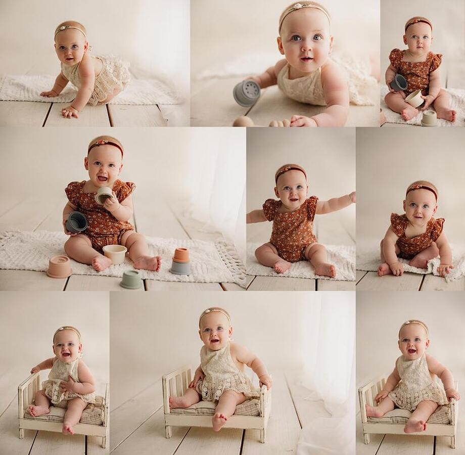 6 month photoshoot, studio 6 month shoot, white backdrop child photos